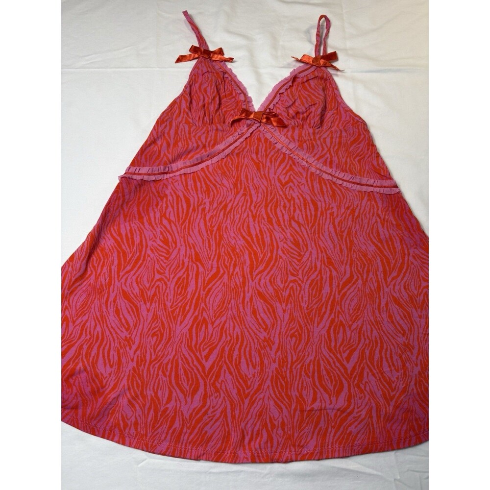 Jasmine & Ginger Pink Red Zebra Camisole Tank Top Bows Ruffle Y2K Coquette Small